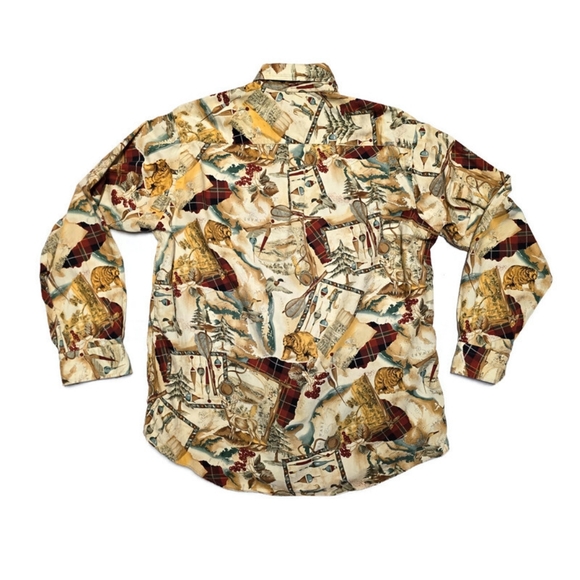 Men's Dress Shirt KSG Kenneth Gordon Printed Long Sleeve Large Delaware Nature - Picture 2 of 10